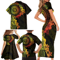 Vanuatu Family Matching Short Sleeve Bodycon Dress and Hawaiian Shirt Hibisus Polynesian Pattern Reggae - Polynesian Pride