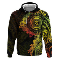 Vanuatu Zip Hoodie Hibisus Polynesian Pattern Reggae - Polynesian Pride