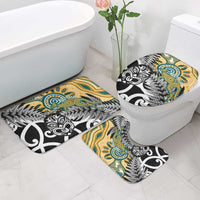 New Zealand Australia Rugby Bathroom Set Wallabies Aboriginal All Black Maori Tiki Together - Polynesian Pride