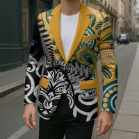 New Zealand Australia Rugby Custom Blazer Wallabies Aboriginal All Black Maori Tiki Together - Polynesian Pride