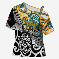 New Zealand Australia Rugby Custom Cross Shoulder Shirt Wallabies Aboriginal All Black Maori Tiki Together - Polynesian Pride