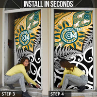 New Zealand Australia Rugby Door Cover Wallabies Aboriginal All Black Maori Tiki Together - Polynesian Pride