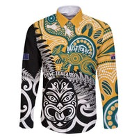 New Zealand Australia Rugby Custom Family Matching Mermaid Dress and Hawaiian Shirt Wallabies Aboriginal All Black Maori Tiki Together - Polynesian Pride
