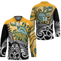 New Zealand Australia Rugby Custom Hockey Jersey Wallabies Aboriginal All Black Maori Tiki Together - Polynesian Pride