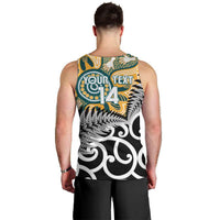 New Zealand Australia Rugby Custom Men Tank Top Wallabies Aboriginal All Black Maori Tiki Together - Polynesian Pride