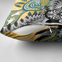 New Zealand Australia Rugby Pillow Cover Wallabies Aboriginal All Black Maori Tiki Together - Polynesian Pride