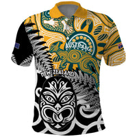 New Zealand Australia Rugby Custom Polo Shirt Wallabies Aboriginal All Black Maori Tiki Together - Polynesian Pride
