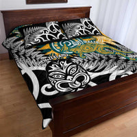 New Zealand Australia Rugby Quilt Bed Set Wallabies Aboriginal All Black Maori Tiki Together - Polynesian Pride
