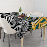 New Zealand Australia Rugby Tablecloth Wallabies Aboriginal All Black Maori Tiki Together - Polynesian Pride