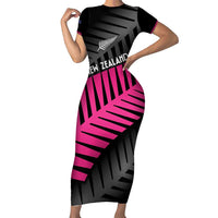 New Zealand Silver Fern Rugby Custom Family Matching Short Sleeve Bodycon Dress and Hawaiian Shirt 2025 All Black Go Champions - Polynesian Pride