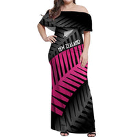 New Zealand Silver Fern Rugby Custom Off Shoulder Maxi Dress 2025 All Black Go Champions - Polynesian Pride