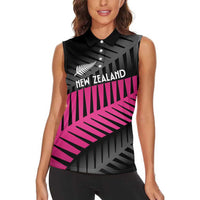New Zealand Silver Fern Rugby Custom Women Sleeveless Polo Shirt 2025 All Black Go Champions - Polynesian Pride
