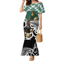 New Zealand South Africa Rugby Custom Family Matching Mermaid Dress and Hawaiian Shirt Springboks Kente All Black Maori Together - Polynesian Pride