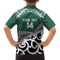 New Zealand South Africa Rugby Custom Family Matching Off The Shoulder Long Sleeve Dress and Hawaiian Shirt Springboks Kente All Black Maori Together - Polynesian Pride