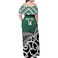 New Zealand South Africa Rugby Custom Family Matching Off Shoulder Maxi Dress and Hawaiian Shirt Springboks Kente All Black Maori Together - Polynesian Pride
