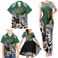 New Zealand South Africa Rugby Custom Family Matching Tank Maxi Dress and Hawaiian Shirt Springboks Kente All Black Maori Together - Polynesian Pride