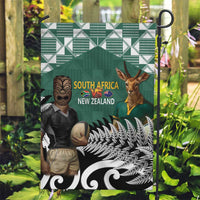 New Zealand South Africa Rugby Garden Flag Springboks Kente All Black Maori Together - Polynesian Pride
