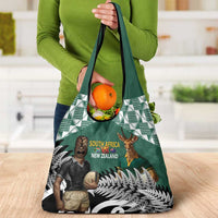 New Zealand South Africa Rugby Grocery Bag Springboks Kente All Black Maori Together - Polynesian Pride