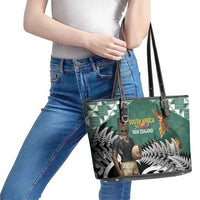 New Zealand South Africa Rugby Leather Tote Bag Springboks Kente All Black Maori Together - Polynesian Pride