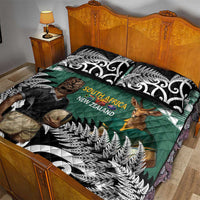 New Zealand South Africa Rugby Quilt Bed Set Springboks Kente All Black Maori Together - Polynesian Pride