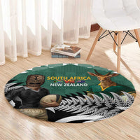 New Zealand South Africa Rugby Round Carpet Springboks Kente All Black Maori Together - Polynesian Pride
