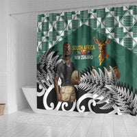 New Zealand South Africa Rugby Shower Curtain Springboks Kente All Black Maori Together - Polynesian Pride