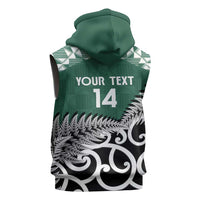 New Zealand South Africa Rugby Custom Sleeveless Zip Hoodie Springboks Kente All Black Maori Together - Polynesian Pride