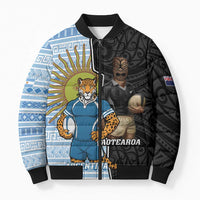 New Zealand Argentina Rugby Custom Bomber Puffer Jacket 2025 Los Pumas All Black Together - Polynesian Pride