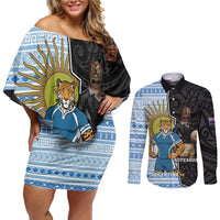 New Zealand Argentina Rugby Custom Couples Matching Off Shoulder Short Dress and Long Sleeve Button Shirt 2025 Los Pumas All Black Together - Polynesian Pride