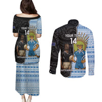 New Zealand Argentina Rugby Custom Couples Matching Puletasi and Long Sleeve Button Shirt 2025 Los Pumas All Black Together LT14 - Polynesian Pride