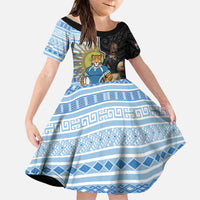 New Zealand Argentina Rugby Custom Family Matching Puletasi and Hawaiian Shirt 2025 Los Pumas All Black Together LT14 Daughter's Dress Black - Polynesian Pride