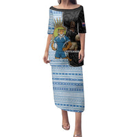 New Zealand Argentina Rugby Custom Family Matching Puletasi and Hawaiian Shirt 2025 Los Pumas All Black Together LT14 Mom's Dress Black - Polynesian Pride