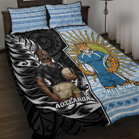 New Zealand Argentina Rugby Quilt Bed Set 2025 Los Pumas All Black Together - Polynesian Pride