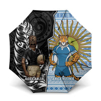 New Zealand Argentina Rugby Umbrella 2025 Los Pumas All Black Together - Polynesian Pride