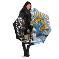 New Zealand Argentina Rugby Umbrella 2025 Los Pumas All Black Together - Polynesian Pride