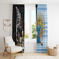 New Zealand Argentina Rugby Window Curtain 2025 Los Pumas All Black Together - Polynesian Pride