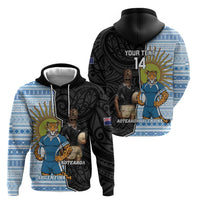 New Zealand Argentina Rugby Custom Zip Hoodie 2025 Los Pumas All Black Together - Polynesian Pride