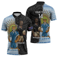 New Zealand Argentina Rugby Custom Zipper Polo Shirt 2025 Los Pumas All Black Together - Polynesian Pride