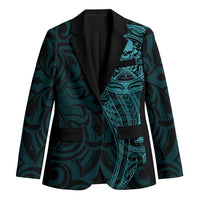 New Zealand Skull Darts Blazer Aotearoa Maori Chest Tattoo Stylized Teal - Polynesian Pride