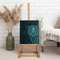 New Zealand Skull Darts Canvas Wall Art Aotearoa Maori Chest Tattoo Stylized Teal - Polynesian Pride