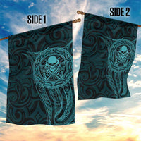 New Zealand Skull Darts Garden Flag Aotearoa Maori Chest Tattoo Stylized Teal - Polynesian Pride