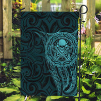New Zealand Skull Darts Garden Flag Aotearoa Maori Chest Tattoo Stylized Teal - Polynesian Pride