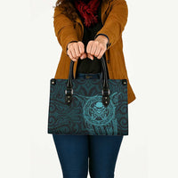 New Zealand Skull Darts Leather Bag Aotearoa Maori Chest Tattoo Stylized Teal - Polynesian Pride