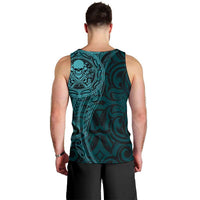 New Zealand Skull Darts Men Tank Top Aotearoa Maori Chest Tattoo Stylized Teal - Polynesian Pride