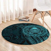 New Zealand Skull Darts Round Carpet Aotearoa Maori Chest Tattoo Stylized Teal - Polynesian Pride