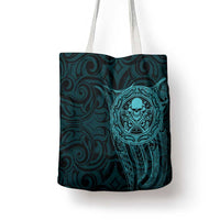 New Zealand Skull Darts Tote Bag Aotearoa Maori Chest Tattoo Stylized Teal - Polynesian Pride
