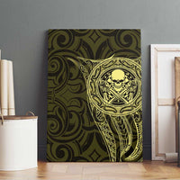 New Zealand Skull Darts Canvas Wall Art Aotearoa Maori Chest Tattoo Stylized Gold - Polynesian Pride