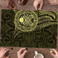 New Zealand Skull Darts Puzzle Aotearoa Maori Chest Tattoo Stylized Gold - Polynesian Pride