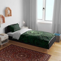 New Zealand Skull Darts Bedding Set Aotearoa Maori Chest Tattoo Stylized Green - Polynesian Pride