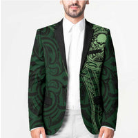 New Zealand Skull Darts Blazer Aotearoa Maori Chest Tattoo Stylized Green - Polynesian Pride